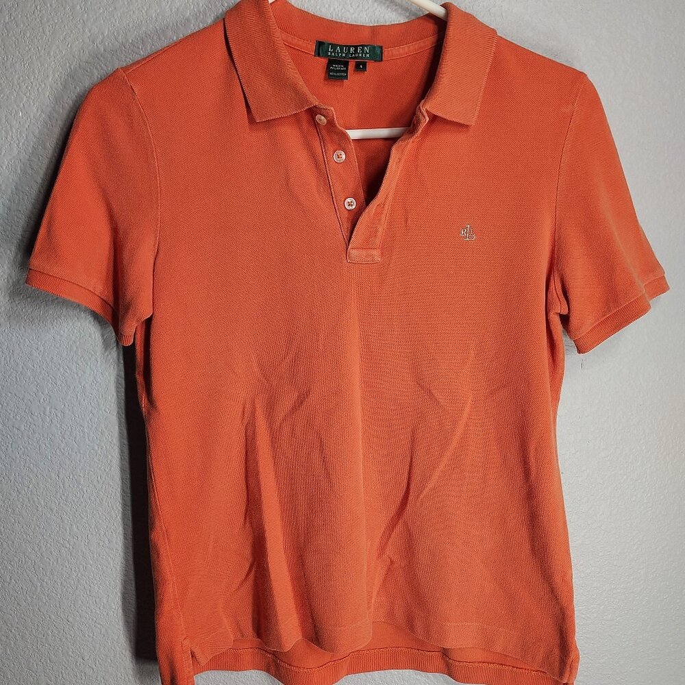 Lauren by Ralph Lauren - Dark Orange - Short Sleeve - Polo - Small